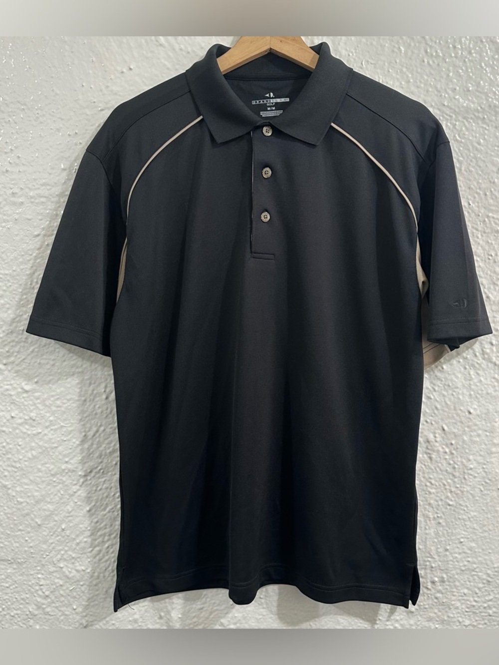Grand Slam Golf Polo Shirt Mens Size Medium Black Brown Short Sleeve Performance
